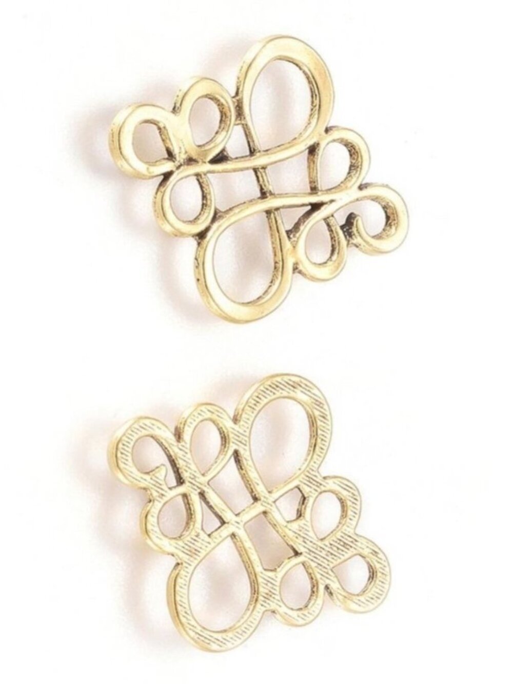 Antique Gold Art Deco Nouveau Flourish Swirl Charms Connectors Links Lot 10 pcs